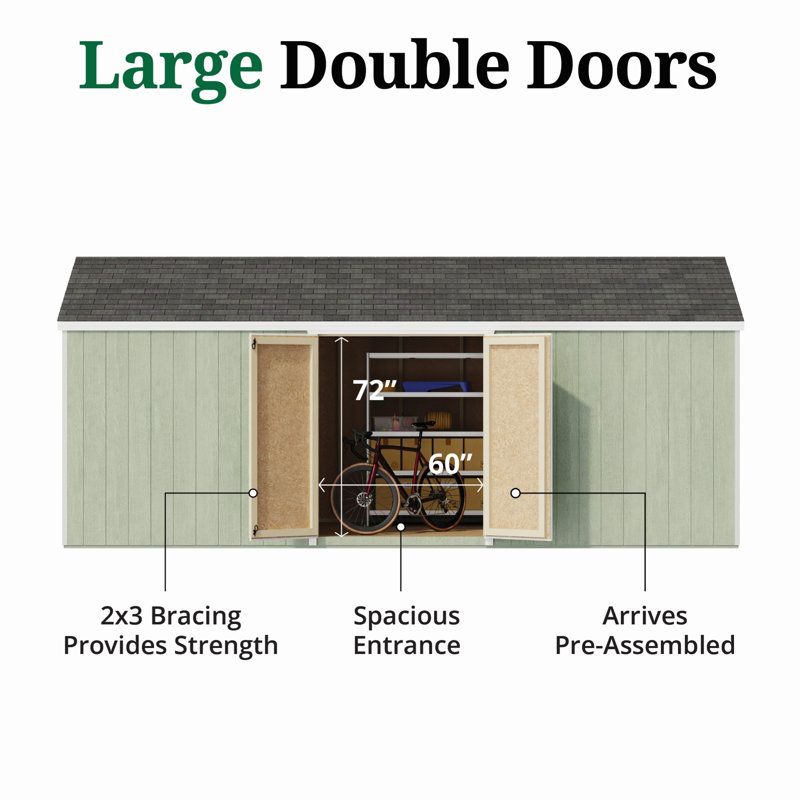 Value Gable Shed With Side Entry, No, 101.5'' H x 120'' W x 240'' D