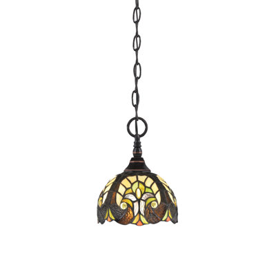 Mini-luminaire suspendu en chaîne avec verre d'art cyprès ivoire 7 po