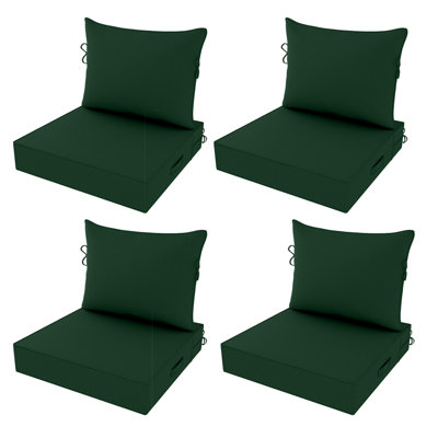 Fade Resistant Outdoor Chair Cushions Set Of 4, 25.6X25.6 Deep Seat Patio Cushions, 28D High Resilience Foam Replacement Patio Chair Cushions Set Of 4 With Removable Cover For Sofa, Adirondack Chair, Sectional,Dark Green