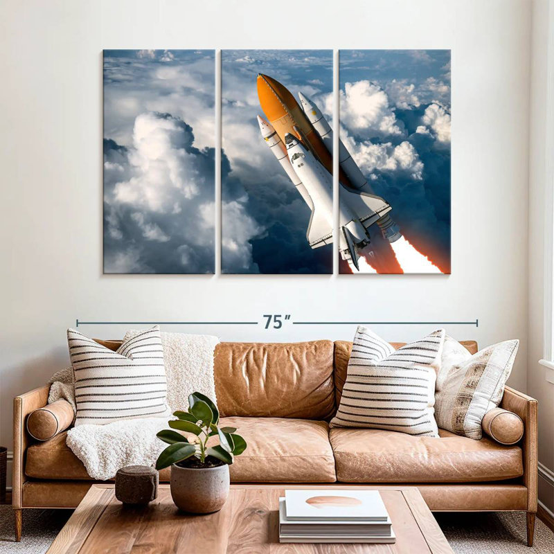 Oberle Cloudy Space Shuttle Flight, 42" H x 65" W