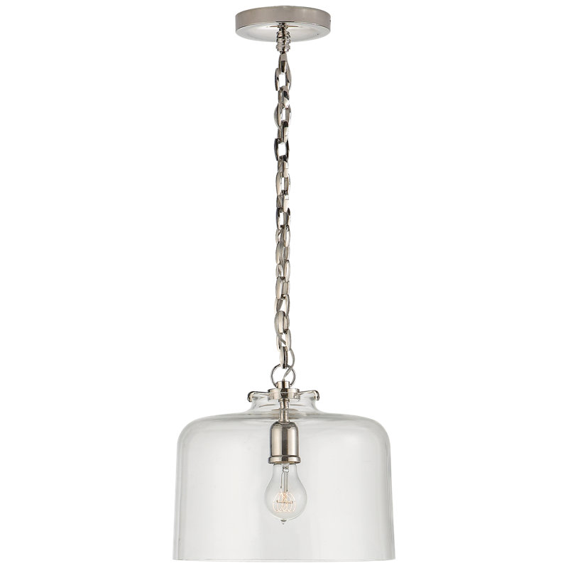 Thomas O'Brien Katie Dome Pendant, Polished Nickel, Clear