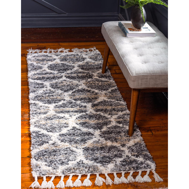 Burkes Geometric Shag Area Rug, Runner 79cm x 249cm