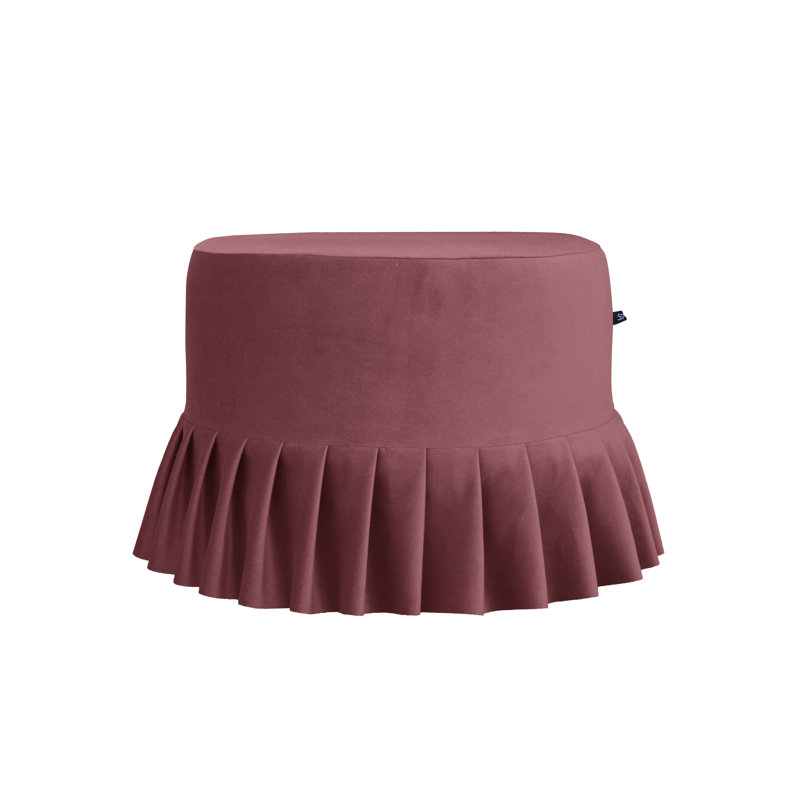 50cm Wide Round Solid Colour Ottoman, Dusty Pink