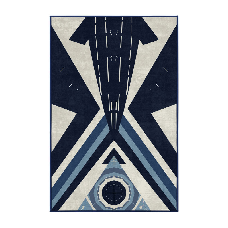 Tapis gris délavé à la machine Wimberley Alien Starship Dockyard, 5 x 7