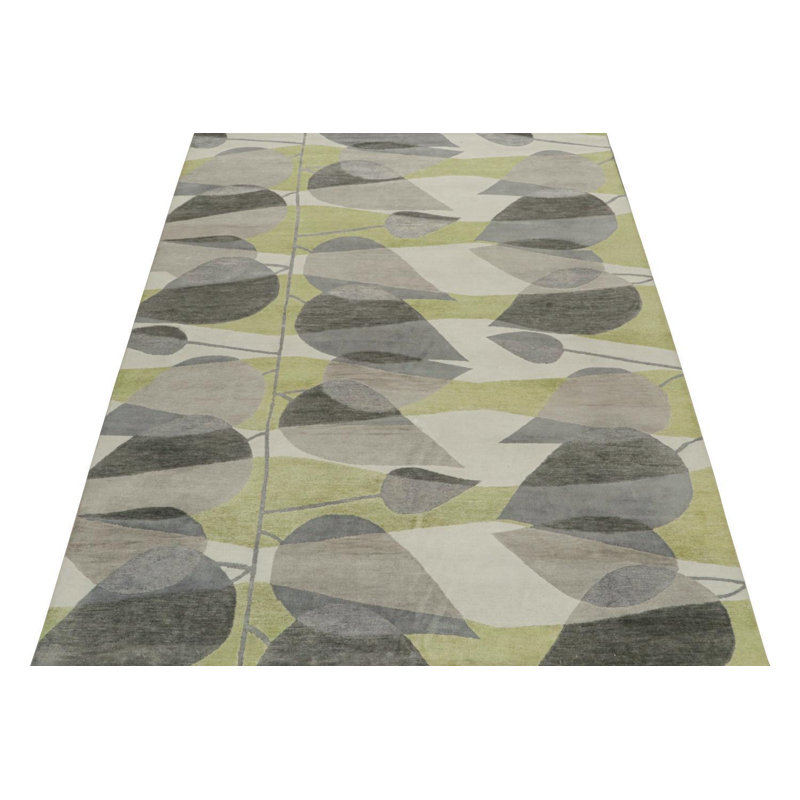Hand Knotted Geometric Area Rug, Rectangle 5' x 7'