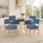 Ensemble de 2 chaises d'appoint rembourrées en lin de couleur bleue avec structure en bois massif et dossier amovible, pour salle à manger