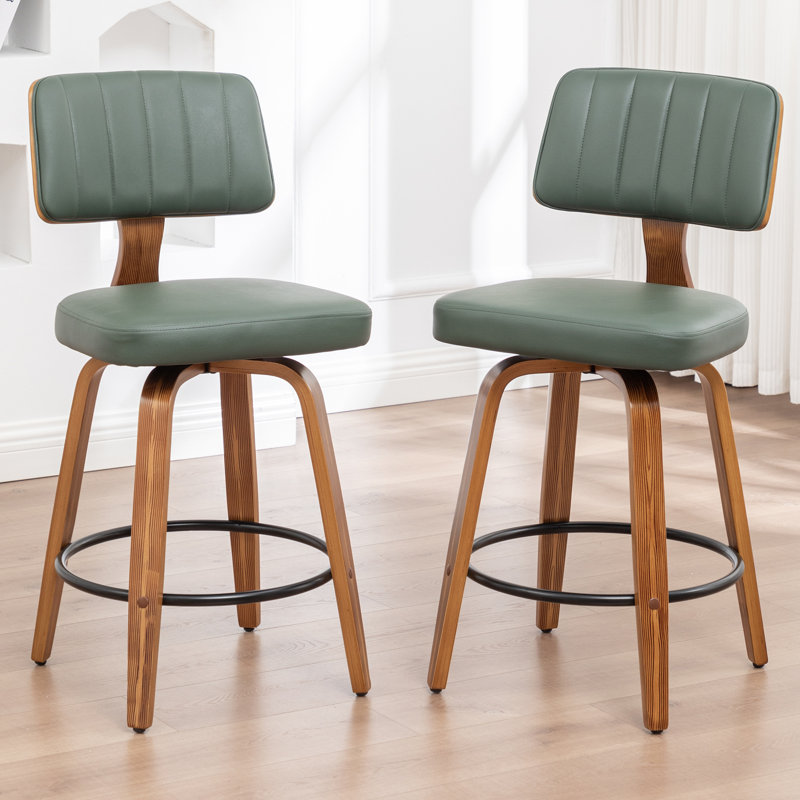 Swivel Upholstered Counter Stool, Green