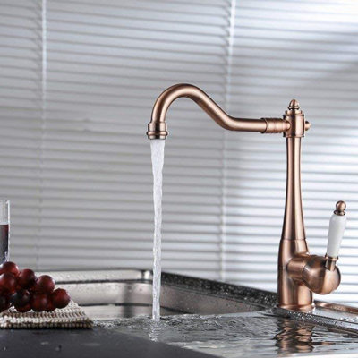 Kitchen Faucet Bar Faucet 360 ° Swivel Single Handle Traditional Period Single Ceramic Lever Kitchen Sink Faucet Antique Bar Sink Faucet Victorian