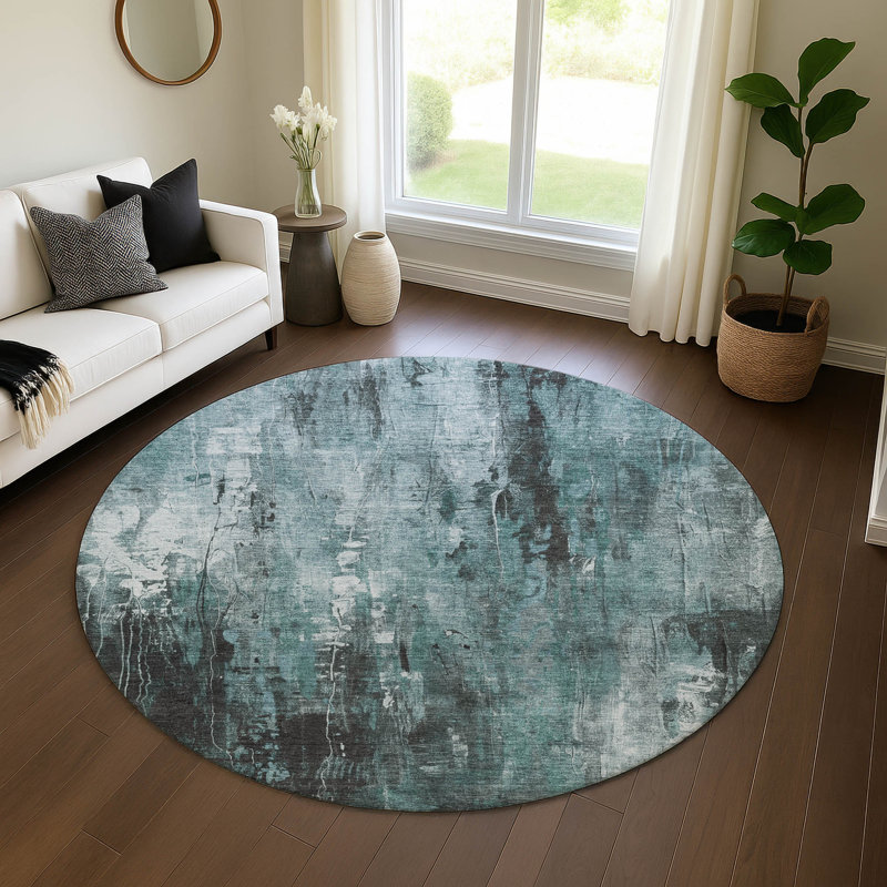 Premium Machine Washable Strinko AMF1683 Modern Rug, Round 8'