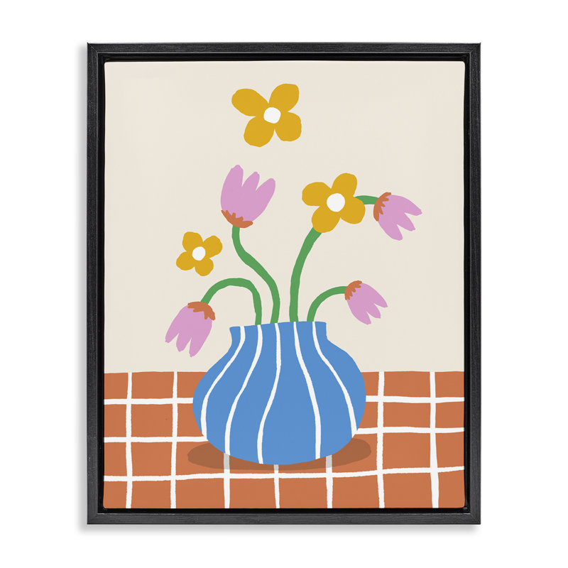 "Whimsical Flower Market", art mural encadré flottant par Ahmad, H 31 po x l 25 po, Cadre flottant gris lustré