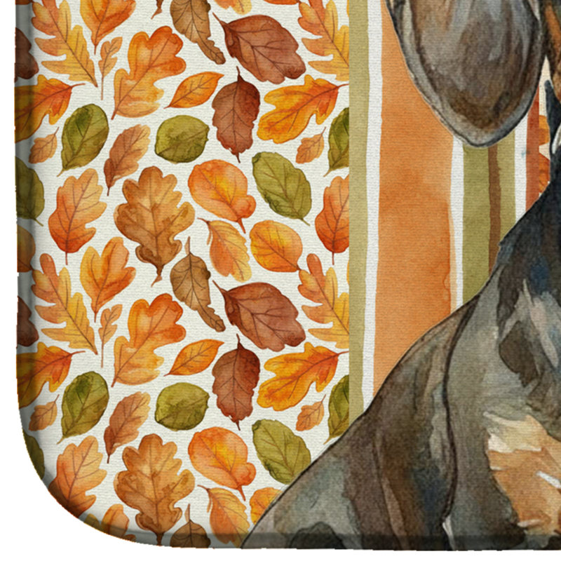 Wirehaired Wild Boar Dachshund Heirloom Fall Dish Drying Mat