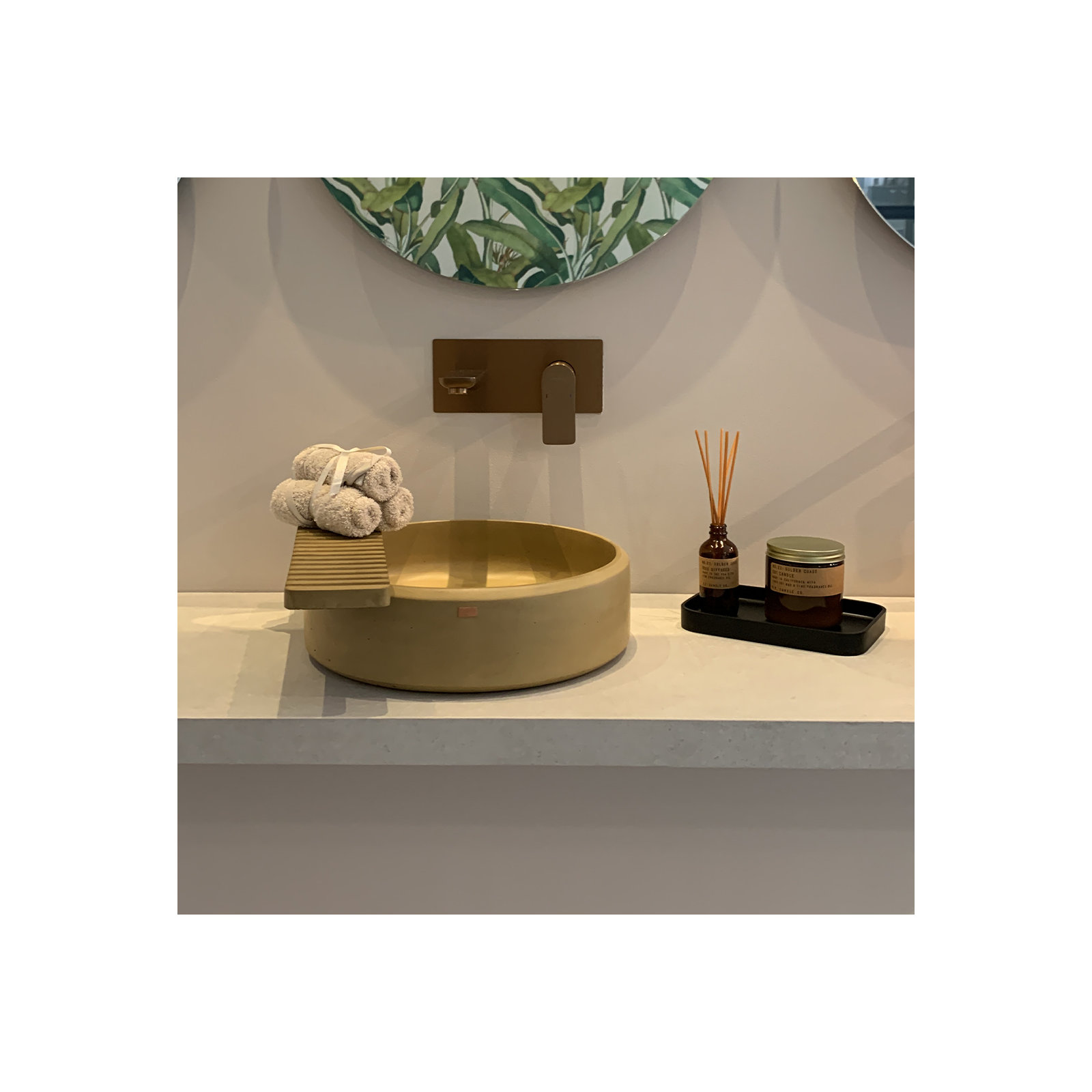 Ubud Concrete Handmade Bathroom Sink, Desert Brown