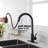 Kitchen Faucet With Touch Feature And 360 - Degree Rotating Pull Down , Matte Black Stainless Steel, Single Handle Water Control, Corrosion , 16.06 In Depth, 9.92 Width, 2.47 Height, 4.73 Lb Weight