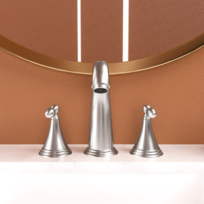 3 Hole Bathroom Faucet With 2 Handles In Brushed Nickel - Construction From Brass And Stainless Steel For A Reliable Pop Up Drain Made Of Solid Long Service Life