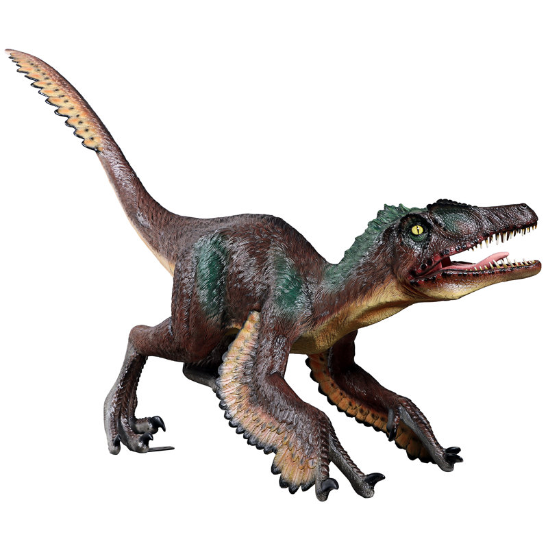 Statue de velociraptor à plumes