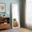 Élégant miroir pleine longueur avec cadre blanc délavé - bois de pin durable, polyvalence autoportante ou murale pour la décoration de la chambre à coucher, du salon et du vestibule-1533777897