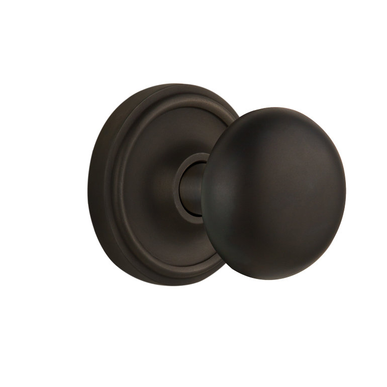 New York Interior Mortise Door Knob with Classic Rosette, Oil-Rubbed Bronze