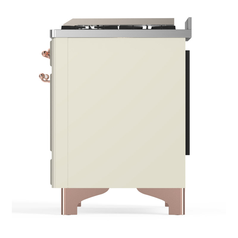 Majestic III Series 36 Inch Dual Fuel Range with 6 Sealed Burners, Griddle, in Glossy Black (Natural Gas, Brass Trim), Copper