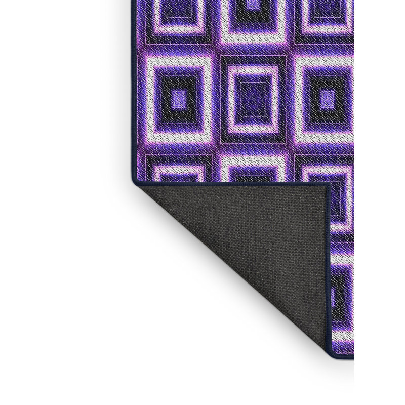 Mauve/noir/Tapis décoratif blanc à motif géométrique Pennebaker, Rectangle 7 pi x 9 pi