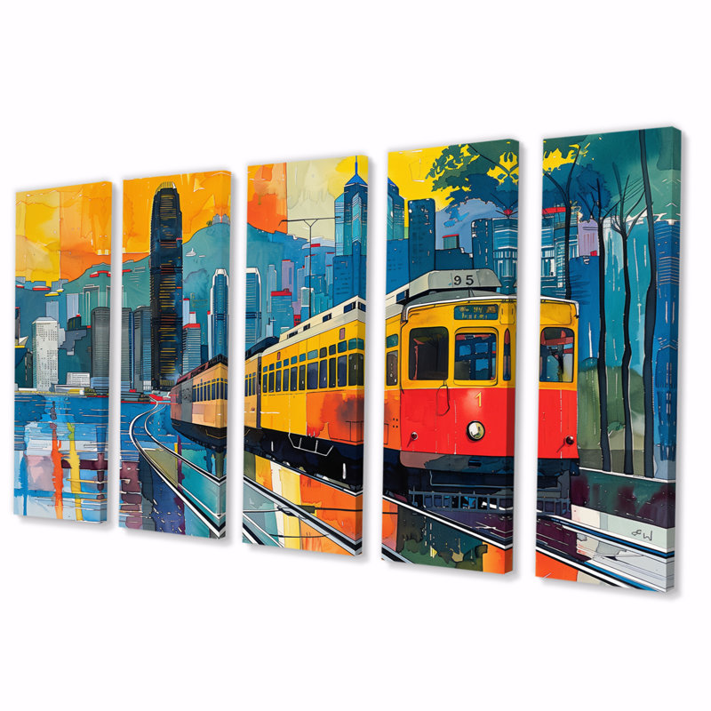 Train to hong kong Pop Art II - ensemble d'art mural hong kong, H 28 po x l 60 po