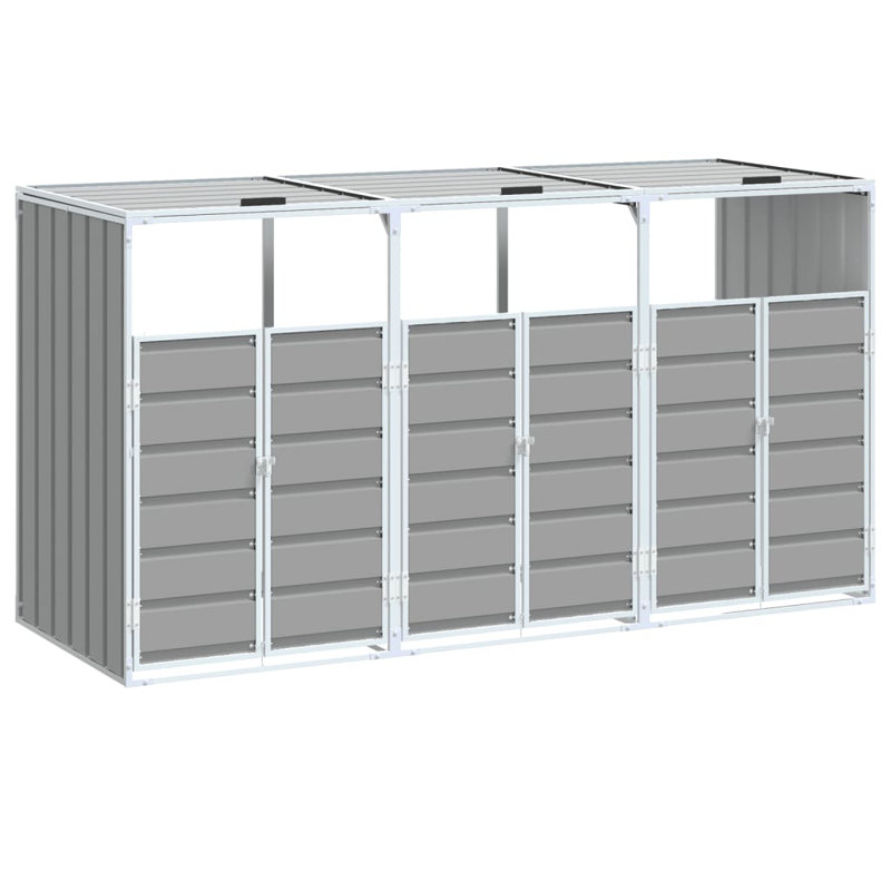 Vidaxl Wheelie Bin Storage For Triple Bins Gray 85"X31.9"X45.3" Steel, Gray