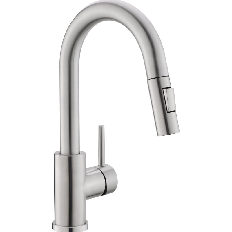 Brushed Nickel Sink Faucet With Pull Down , Classic Style Kitchen And Bathroom Faucet, Ceramic Filler Modern Single Handle Design
