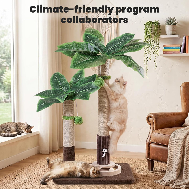 Palm Tree Cat Scratching Post Dual Height Brown