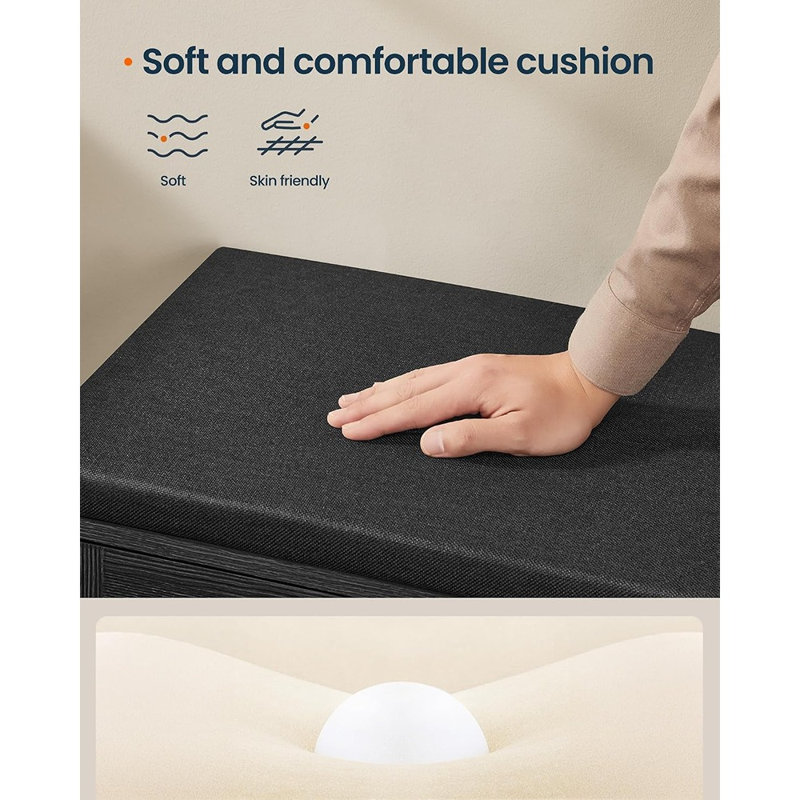Banc de rangement à chaussures à 3 niveaux avec siège rembourré, idéal pour l'entrée, le corridor, la chambre ou le salon. Organisateur de chaussures à plusieurs niveaux avec coussin confortable, gris foncé.