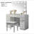Contemporary Style 1Pc Vanity W/ Stool Set Glass Top Storage Drawers Central Mirror W/ Bulbs USB And Power Outlet