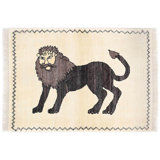 Handmade Persian Gabbeh Pictorial Lion Accent 2'3"X 3'3"