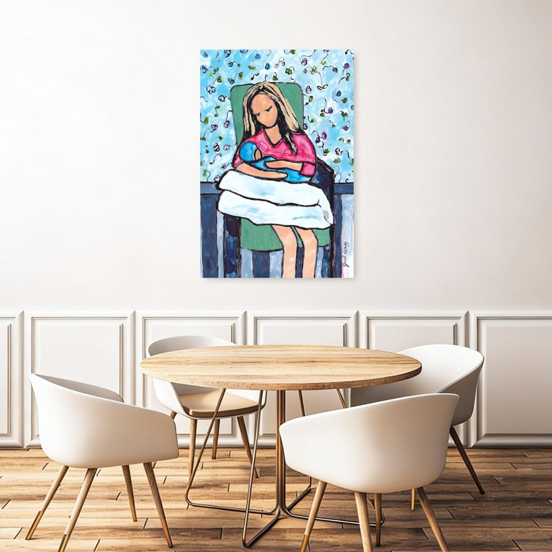 «Mother and Baby Love», impression d'art abstrait coloré et paisible, 48" H x 32" W