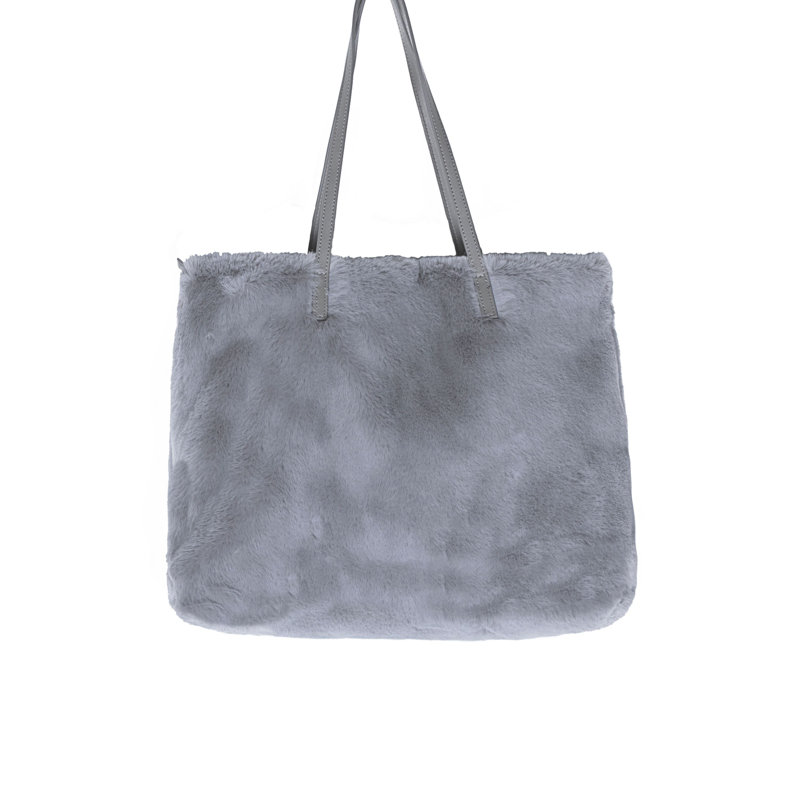 Latitude Run® Fashion Classic Faux Fur Handbag, Gray