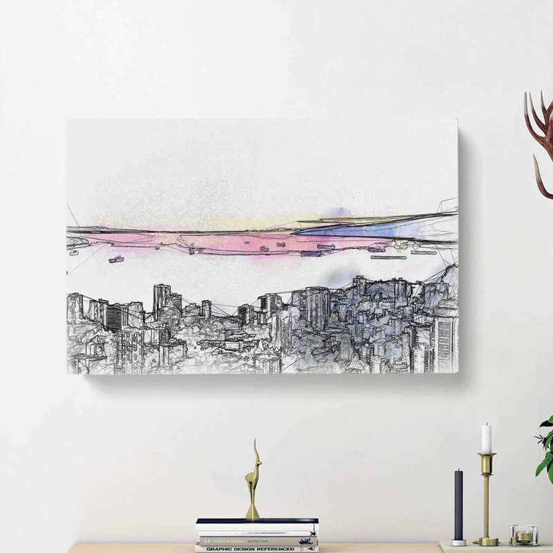 Vancouver Canada Skyline In Abstract - Wrapped Canvas Print, 35cm H x 50cm W x 3cm D