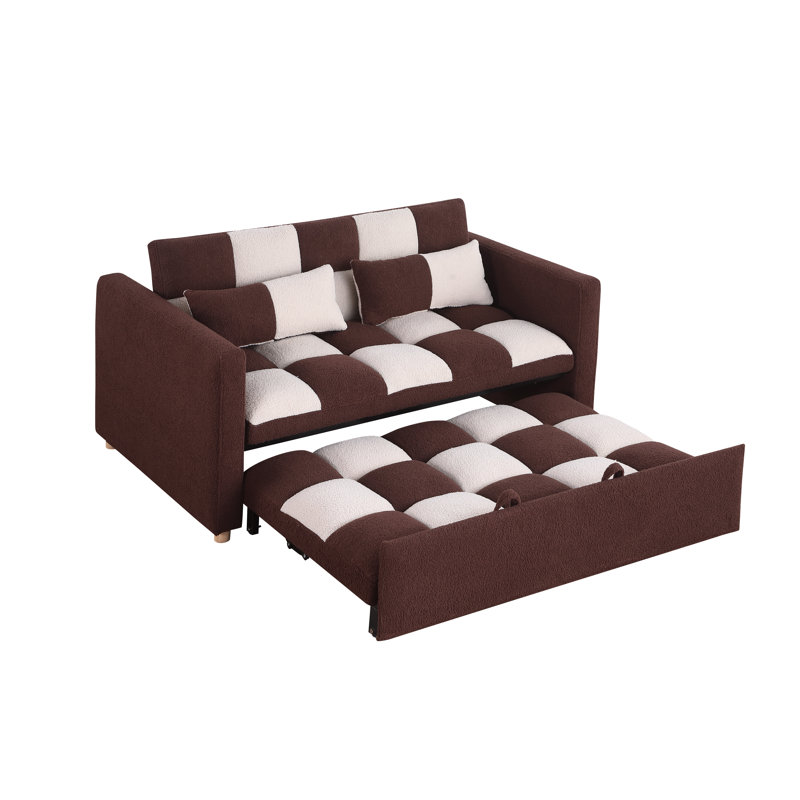 Pickron 53.5'' Sofa Bed, Brown Polyester Blend