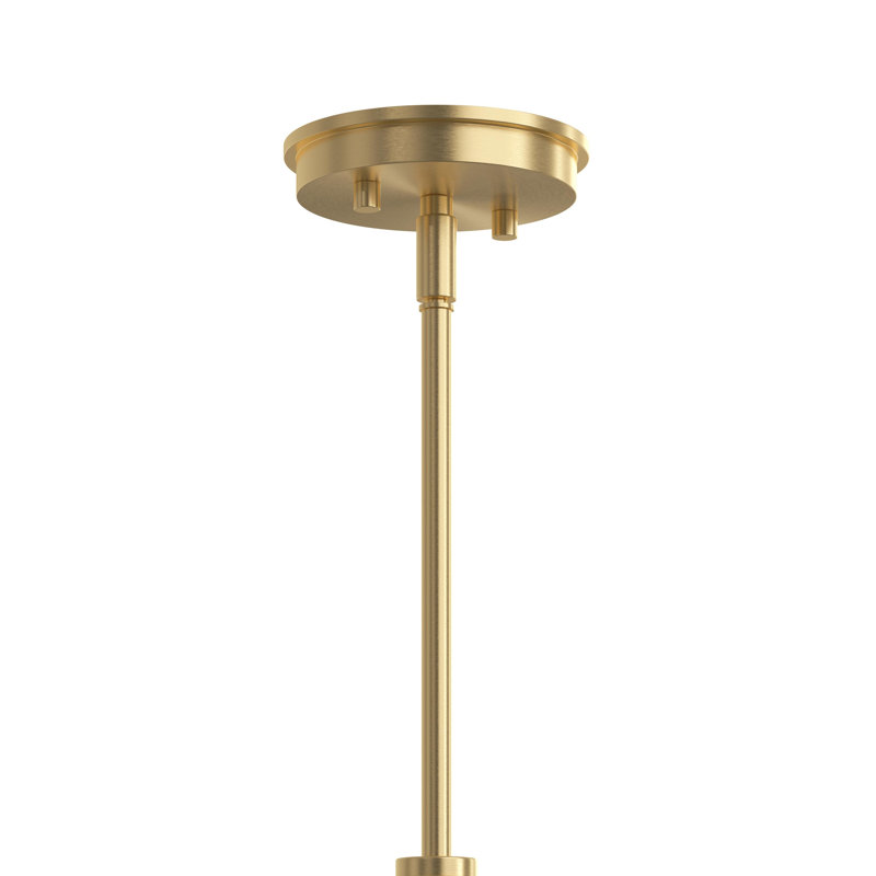 Luminaire suspendu en or brossé à une lumière Reines avec abat-jour en verre transparent, Clear, Or brossé