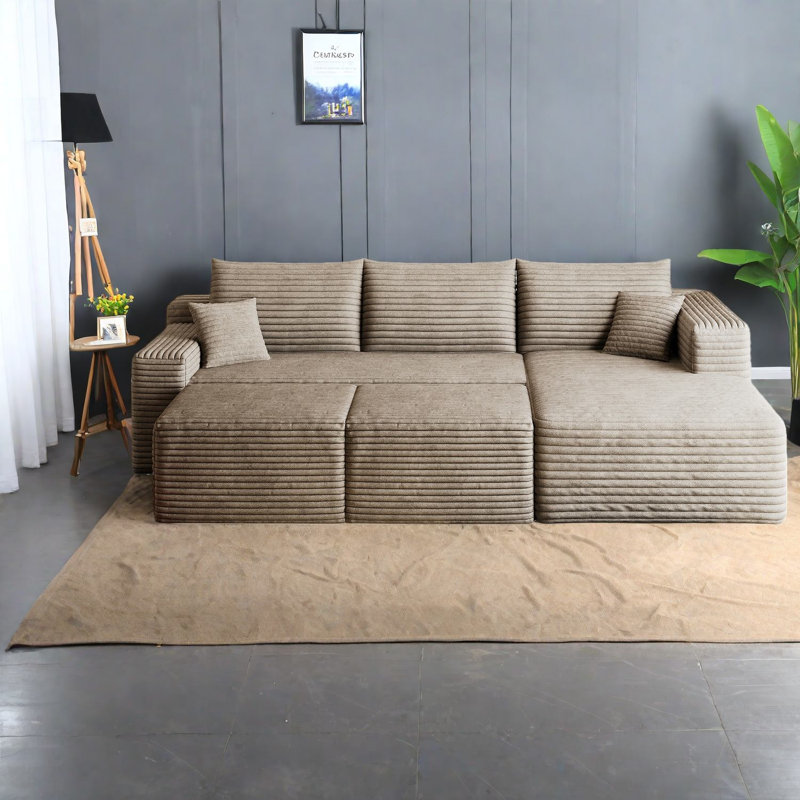 Canapé modulaire en velours côtelé 95 pouces
