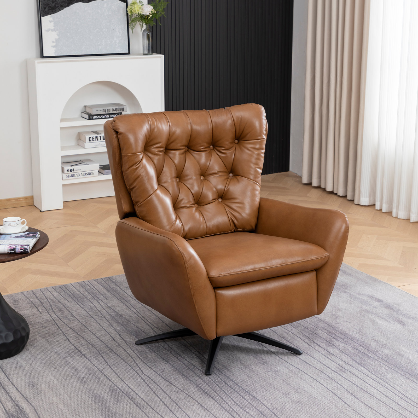 Harrington Swivel Wingback Recliner, Camel