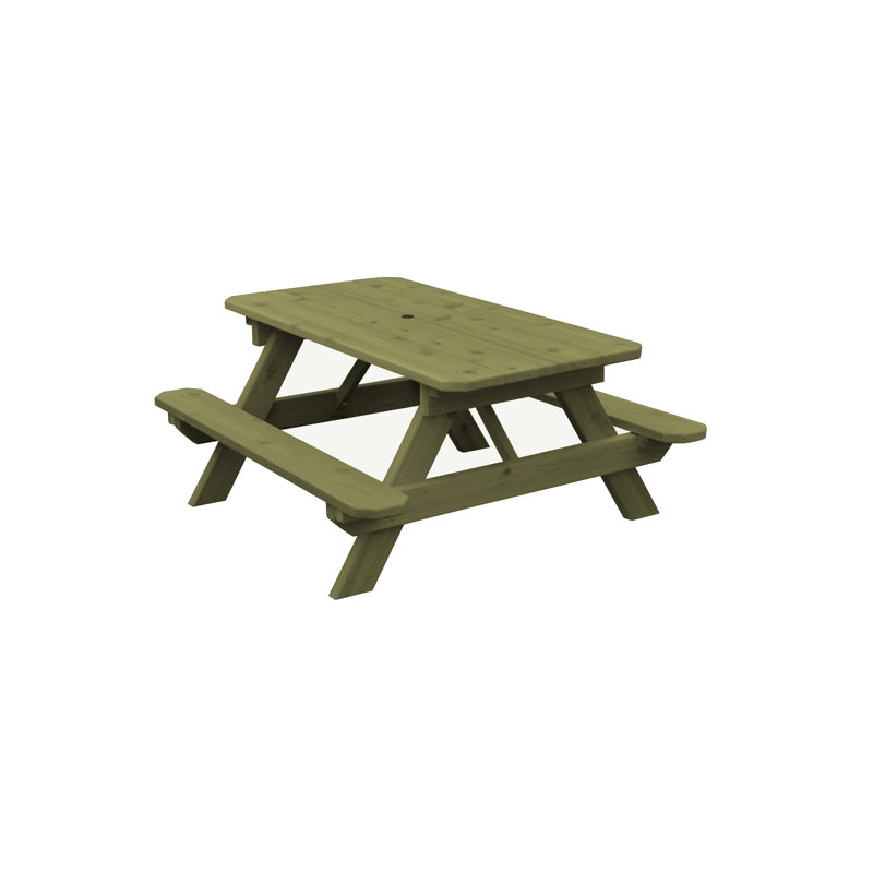 Table d'extérieur rectangulaire en bois massif pour enfants Runkle, Feuille de tilleul