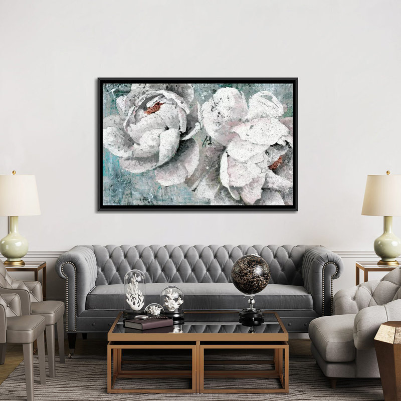 « luxueux jardin », reproduction sur toile, H 18 po x l 26 po x P 1,5 po, Toile avec cadre noir