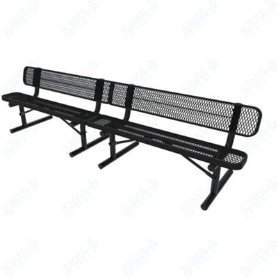 Banc portatif en métal enduit de 10 pieds avec dossier - noir avec dossier