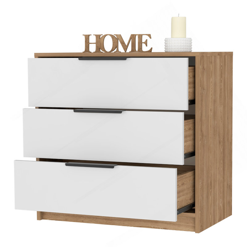 Commode moderne à 3 tiroirs avec une construction durable et un grand espace de rangement, parfaite pour organiser et rehausser la décoration intérieure.