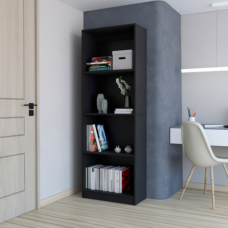Bibliothèque, bureau, noir, Noir