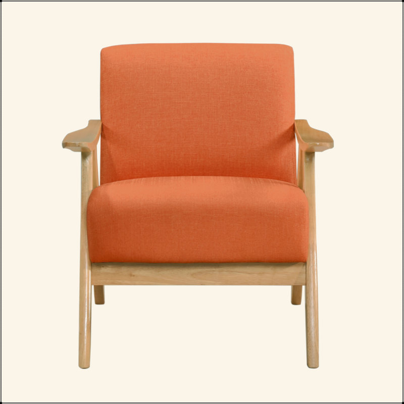 Revêtement en tissu d'ameublement en bois d'hévéa massif de 1 pièce Modern Home Furniture, Orange