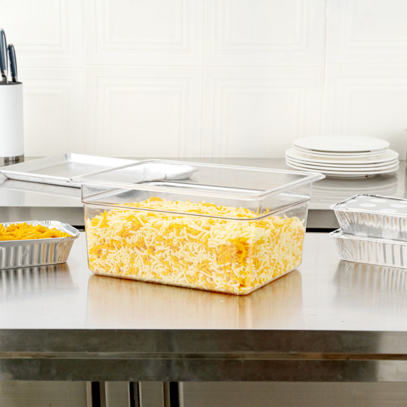 Contenant de rangement pour aliments 1/2 de taille restaurantware-met lux, 1 boîte de preuve de profondeur de 6 pouces - rectangulaire, mesures graduées, récipient de rangement en plastique transparent de qualité alimentaire, lavable à la vaisselle, couvercles vendus séparément