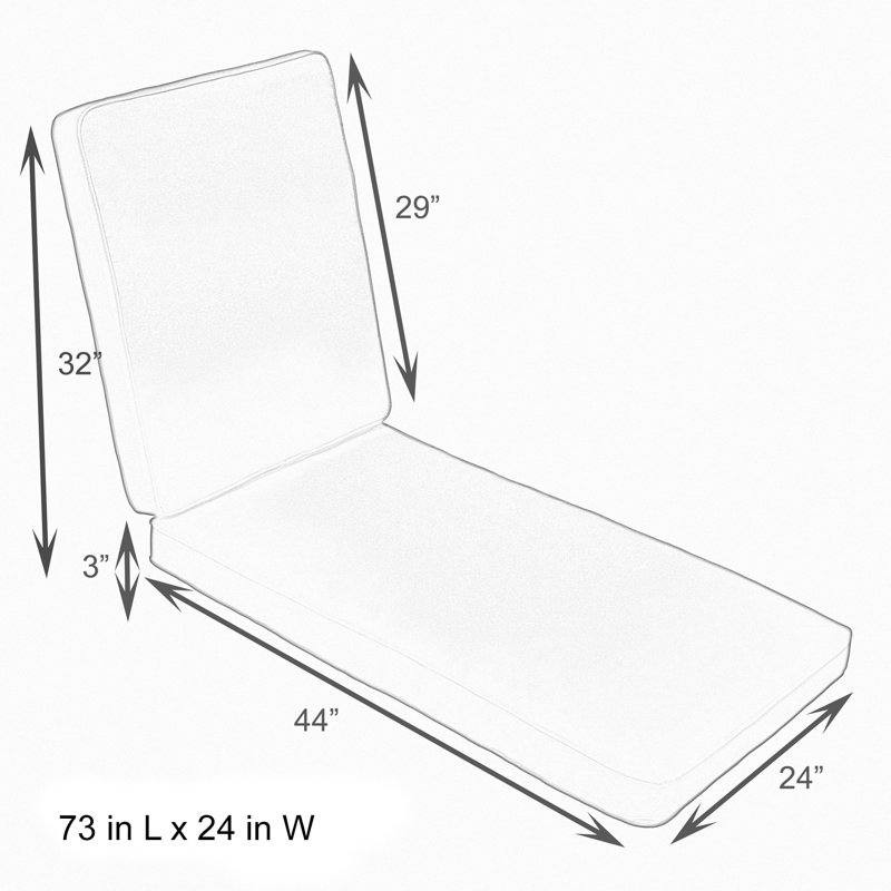 Coussin de siège / dossier d'extérieur Sunbrella, H 3 po x l 24 po x P 73 po, Gris anthracite Sunbrella