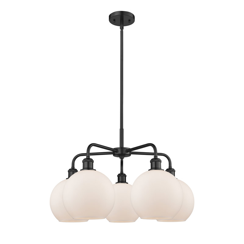 Lustre sphérique à 5 lumières Ellington, H 16 po x l 26 po x P 26 po, Blanc mat, Noir mat