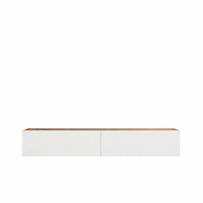 Modern TV Stand, Atlantic Pine & White, 70.9 x 11.8 x 29.2 inches | 100% Melamine Coated Particle Board, Thickness: 0.7 inches | Stylish & Functional Design for Living Room, Elegant Storage Solution