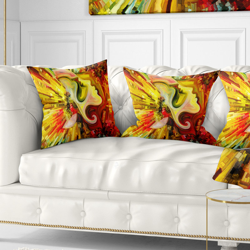 Au-delà de la peinture intérieure - coussin abstrait imprimé, 18 po x 18 po, Coussin décoratif