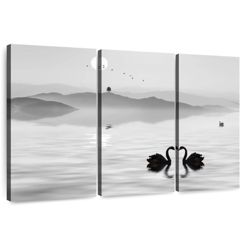 Kerrick Monochrome Swan Pair, 28" H x 45" W
