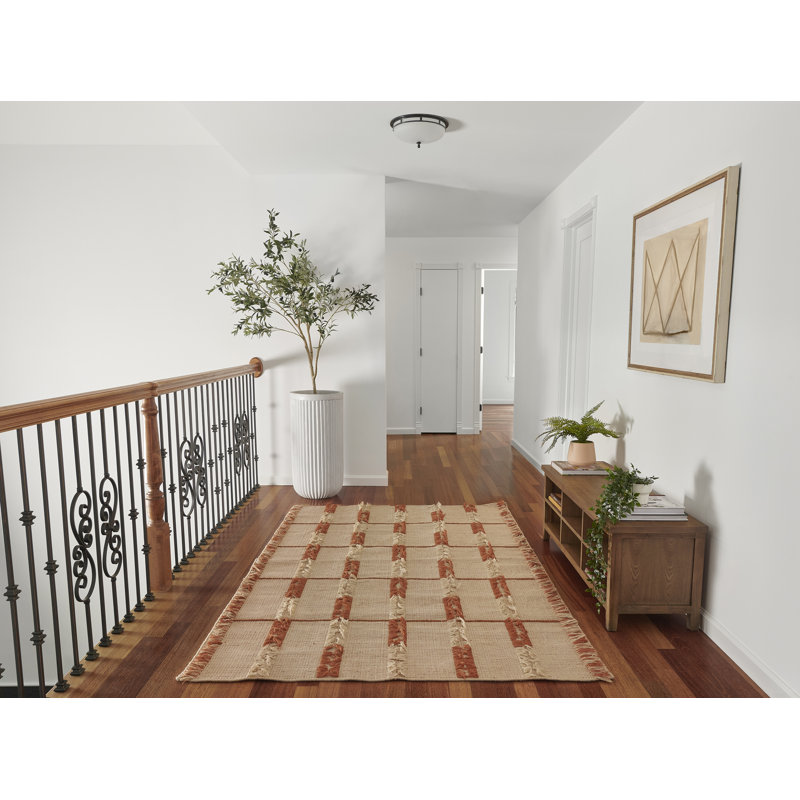 Celia Striped Handmade Handwoven Wool Brown Area Rug, Rectangle 3'6" x 5'6"
